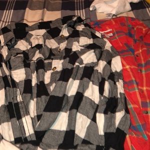 Pair of Plaid Long Sleeves (Black and Orange)